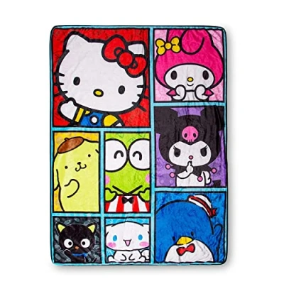 Image of Sanrio Hello Kitty And Friends Oversized Sherpa Fleece Throw Blanket 54 x 72 Inches