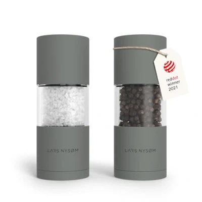 Image of LARS NYSØM Salt and Pepper Grinder Set I Mills with Adjustable Ceramic 2 Pieces Manual Design Spice (Ash Gray)