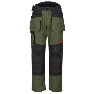 Image of Portwest T702 Men&#039;s WX3 Work Trousers Stretch Fabric Workwear Utility Safety with Holster and Knee Pad Pockets Olive Green, 34