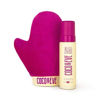 Image of Coco &amp; Eve Sunny Honey Bali Bronzing Self Tanner Mousse Set (Ultra Dark) All Natural Sunless Tanning Instant Lotion with Bronzer Mitt Applicator (200ml)