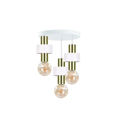 Image of Unica Multi Arm Semi Flush Ceiling Light White, Gold, 35cm, 3x E27