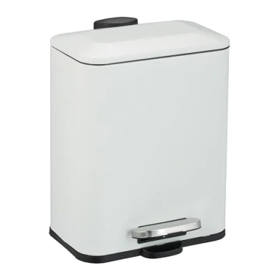 Image of Relaxdays Cosmetics Waste Bin, 5 Litre, Bathroom Soft Close Trash Can, Matt Finish, Removable Inner Pedal, White
