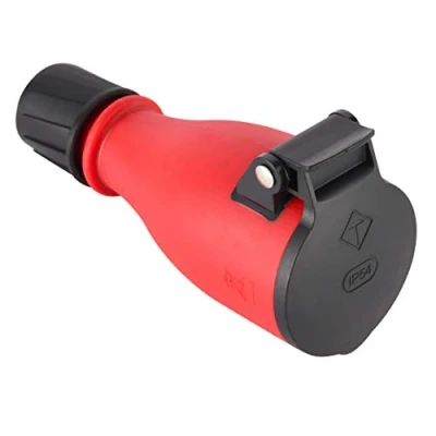 Image of Electraline 55083 Professional Schuko Socket IP54 with Automatic Spring Cover for Hands Operation Red/Black,