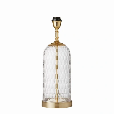 Image of Wistow 1 Light Table Lamp Solid Brass, Chiselled Glass, E27