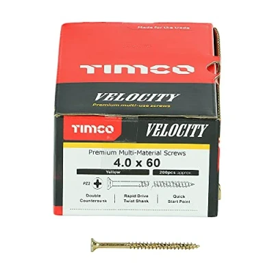 Image of TIMCO Velocity Premium Multi Use Countersunk Gold Woodscrews 4.0 x 60 Box of 200