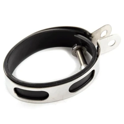 Image of Lextek Oval Exhaust Strap for RP1 Metal Black Street Motorcycle EXSTP007