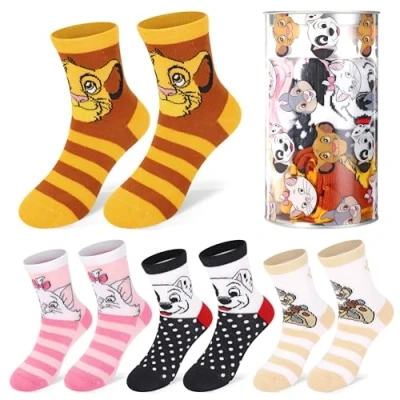 Image of Disney Classics 4 Pair Ankle Cotton Socks for Kids Ideal Children Gift Packed in Round Money Piggy Bank Plastic Cylinder