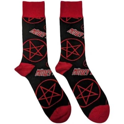 Image of Rock Off officially licensed products Motley Crue Logos And Pentagrams Ankle Socks UK Size 7 11, black, M