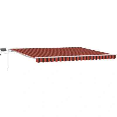 Image of Vidaxl Retractable Awning with Manual Orange and brown 450 x 300 cm