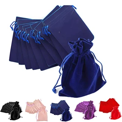 Image of Time to Sparkle 10pcs 5x7cm Velvet Drawstring Bags Pouches for Jewelry Gift Packaging Wedding, Navy Blue
