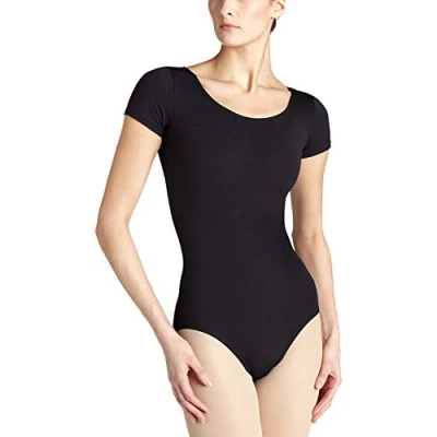 Image of Capezio Women&#039;s Short Sleeve Leotard, Black, S