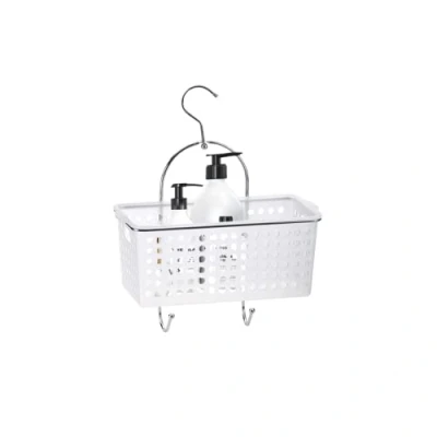 Image of Blue Canyon Shower Caddy with Plastic Basket, Hanging Single No Drill Bathroom Shelf, Non Rusting Storage Shelves, Accessory for Organisation Shelf