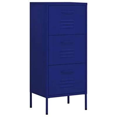 Image of vidaXL Navy Blue Steel Storage Cabinet, Durable with Adjustable Height, Extendable Drawers, Practical Design for Home Decor Industrial Style&#039;