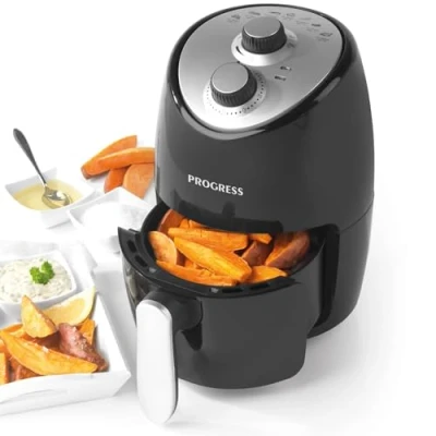 Image of Progress EK2817HPH Go Healthy Hot Air Fryer 2L Non Stick Cooking Basket, Adjustable Temperature Control, 30 Minute Timer, Quick Cook Using Little or No Oil, Serves 1 2 People, Compact Storage, 1000W