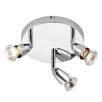 Image of Amalfi 3 Way Decorative Chrome Plated GU10 LED Compatible Round Adjustable Ceiling Spotlight