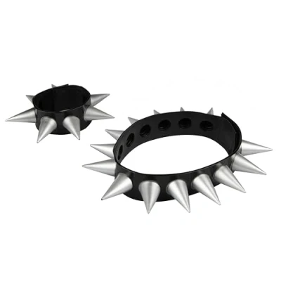 Image of Wicked Costumes Adult Goth Punk Black Spikey Choker &amp; Cuff Fancy Dress Accessory