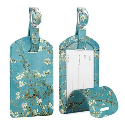 Image of [2 Pack] Luggage Tags, FINTIE Synthetic Leather Name ID Labels with Back Privacy Cover for Travel Bag Suitcase, Jungle Night