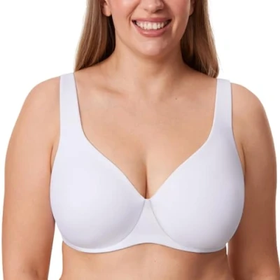 Image of DELIMIRA Women&#039;s Minimiser Bra Plus Size Non Padded Underwired Seamless Comfort Bras White 40DD