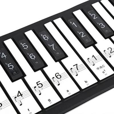 Image of Piano Keyboard Sticker, Removable 88 Keys Electronic Note White Stickers Labels for Beginners Instrument Lovers