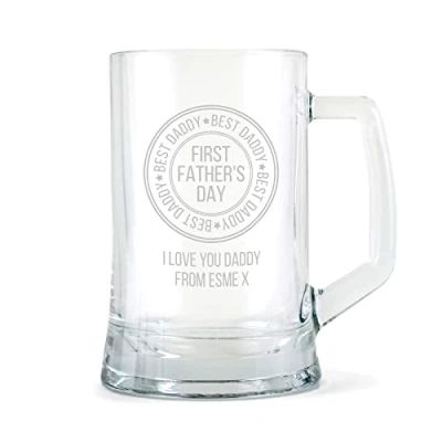 Image of The Gift Experience Personalised Best Daddy 1st Father&#039;s Day Glass Tankard, Gifts, Pint