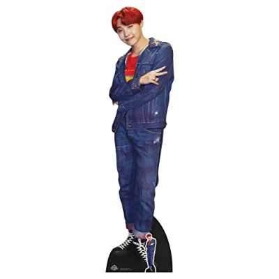 Image of Star Cutouts Ltd CS906 Bangtan Boy Black Leather Red Hair Jung_Ho_soek_J_Hope (Star Mini) 90cm Tall, Solid, Multicolour, Regular