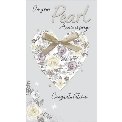 Image of On Your Pearl 30th Anniversary Card Embellished Champagne Greeting JGS677