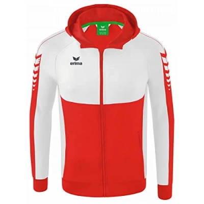 Image of Erima Men&#039;s Six Wings Training Jacket with Hood, Red/White, S