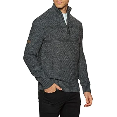 Image of Superdry Men&#039;s Jacob Henley Pullover Sweater, Zinc Marl, M