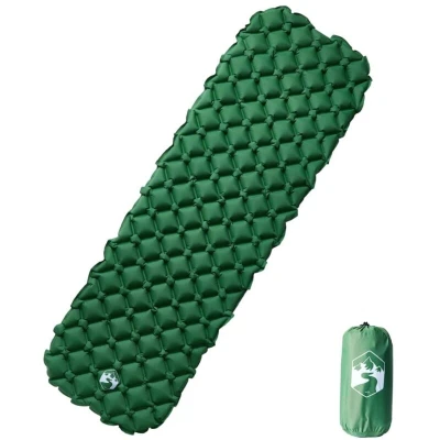 Image of vidaXL Inflating Camping Mattress 1 Person Green 190x58x6 cm