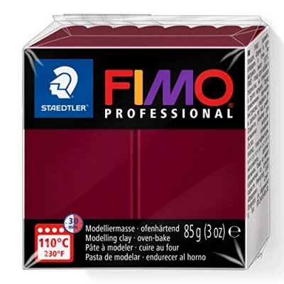 Image of STAEDTLER 8004 23 FIMO Professional Oven Hardening Polymer Modelling Clay, 85g Bordeaux (Single Block)