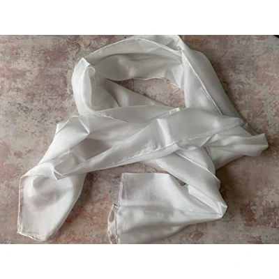 Image of One Natural White &#039;Ponge 5&#039; Silk scarf 180cm x 45cm