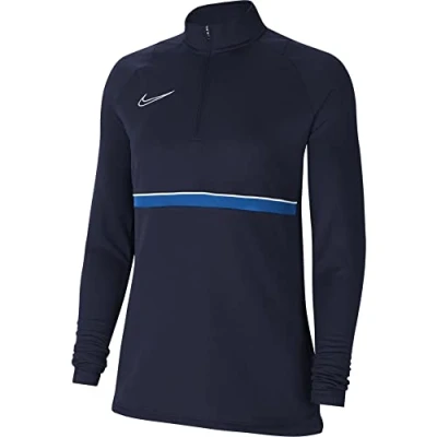 Image of Nike Women&#039;s Academy 21 Drill Top Training Sweatshirt, womens, CV2653 453, Obsidian/White/Royal Blue/White, XXS
