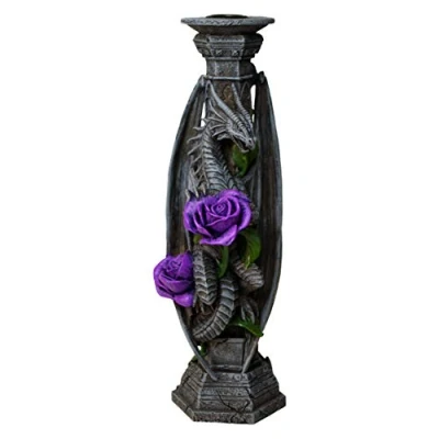 Image of Nemesis Now Dragon Beauty Stick Anne Stokes Candle Holder NOW6853 Grey, Resin,25cm