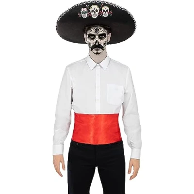 Image of Funidelia Day of the Dead Set for man Sugar skull, Horror Costume adults accessory fancy dress &amp; props Halloween, carnival parties Black