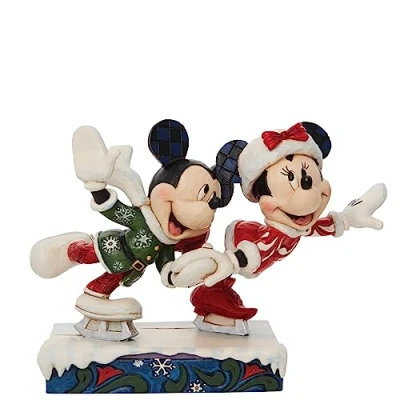 Image of Disney Traditions Mickey and Minnie Ice Skating Figurine, height 18cm