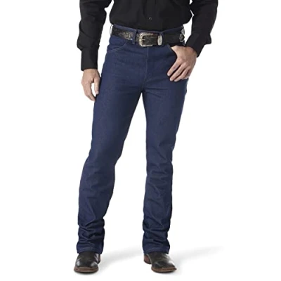 Image of Wrangler Men&#039;s Cowboy Cut Slim Fit Traditional Boot Jean, Navy, 33W x 32L