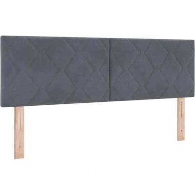 Image of Box Spring Bed with Mattress Dark Grey 140x190 cm Velvet Vidaxl