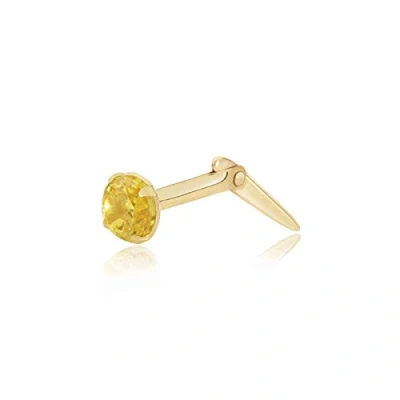 Image of Andralok 9ct yellow gold 3mm round citrine cubic zirconia cz nose stud