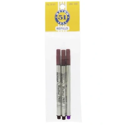 Image of Retro 51 Rollerball Refills 3 Pack 2 Black and 1 Purple