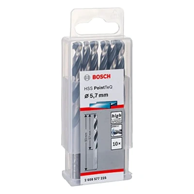 Image of Bosch Professional 10 Piece PointTeQ HSS Twist Drill Bit (for Metal, 5.7 x 57 93 mm, Driver Accessories)