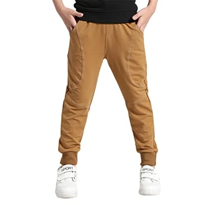 Image of YoungSoul Kids Jogging Bottoms Sweatpants School Boys Jogger Pants Tracksuit Sports Trousers Brown 4 5 Years/Size 120