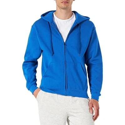 Image of Fruit of the Loom Men&#039;s Classic Hooded Sweat, Blue (Royal Blue), L UK