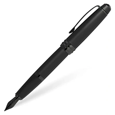 Image of CROSS Bailey Matte Black Lacquer Fountain Pen with Polished PVD Attributes Extra Fine Nib