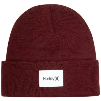 Image of Hurley Men&#039;s Winter Hat Seaward Patch Cuffed Beanie, Size One Size, Burgundy