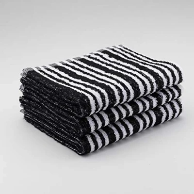 Image of Terri Towelling Black &amp; White Tinting Hair Towels Salon Hairdressing Beauty Barber 45 x 80 cm (12 Pack)