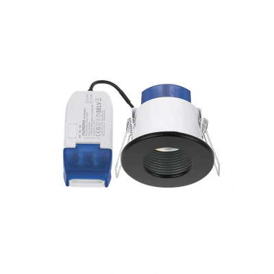 Image of Aurora R6 Colour &amp; Wattage Switchable Baffled LED Downlight Matt Black