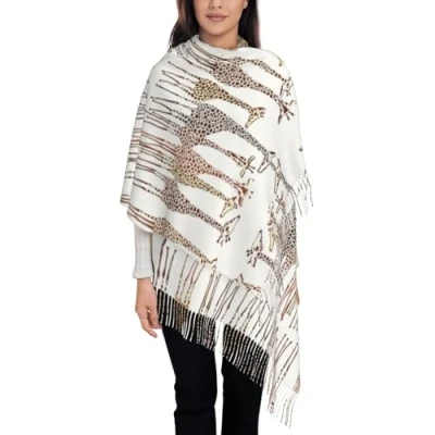 Image of OKFSTY Cute Cartoon Funny Giraffes Cashmere Scarf Wrap Shawl,Scarf For Women Neck Winter Fall Classic Warm