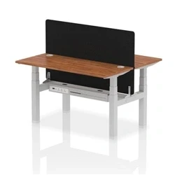Image of Air B2B 1400x600mm Adjustable 2P Bench Desk CP Walnut/Silver + Screen