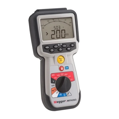 Image of MEGGER MIT420 EN Insulation Tester, 200 Gigaohms Resistance, 50V, 100V, 250V, 500V, 1000V Test Voltage