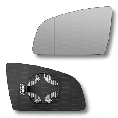 Image of Less4spares Replacement Wing Mirror Glass Left Compatible with Audi A6 2004 2008 CLIP ON Passnager Near Side N/S Heated Blind Spot